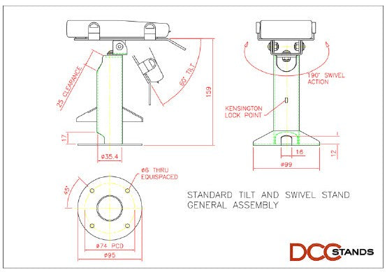 Castles Vega3000 PIN Pad Freestanding Swivel and Tilt Metal Stand - DCCSUPPLY.COM