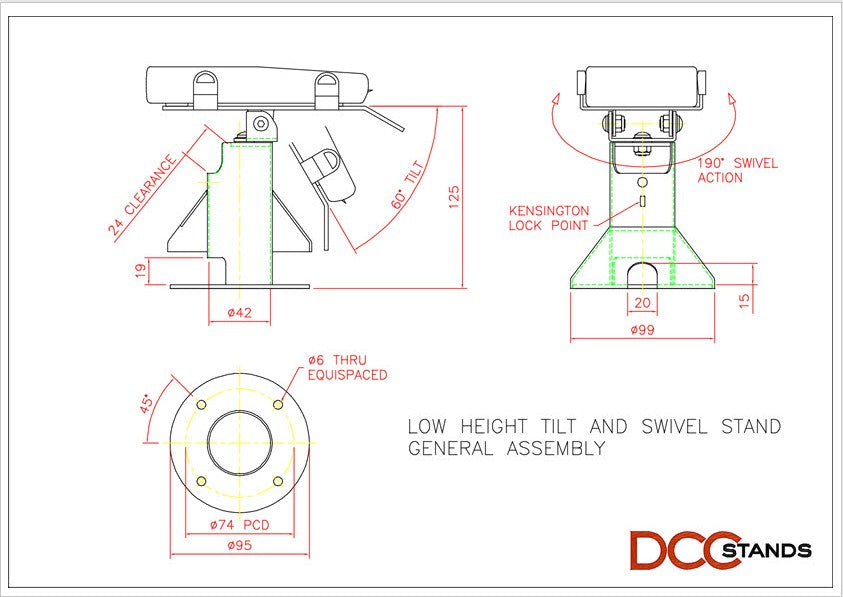 Dejavoo Z3/Z6 Low Profile Black Swivel and Tilt Freestanding Metal Stand with Round Plate - DCCSUPPLY.COM