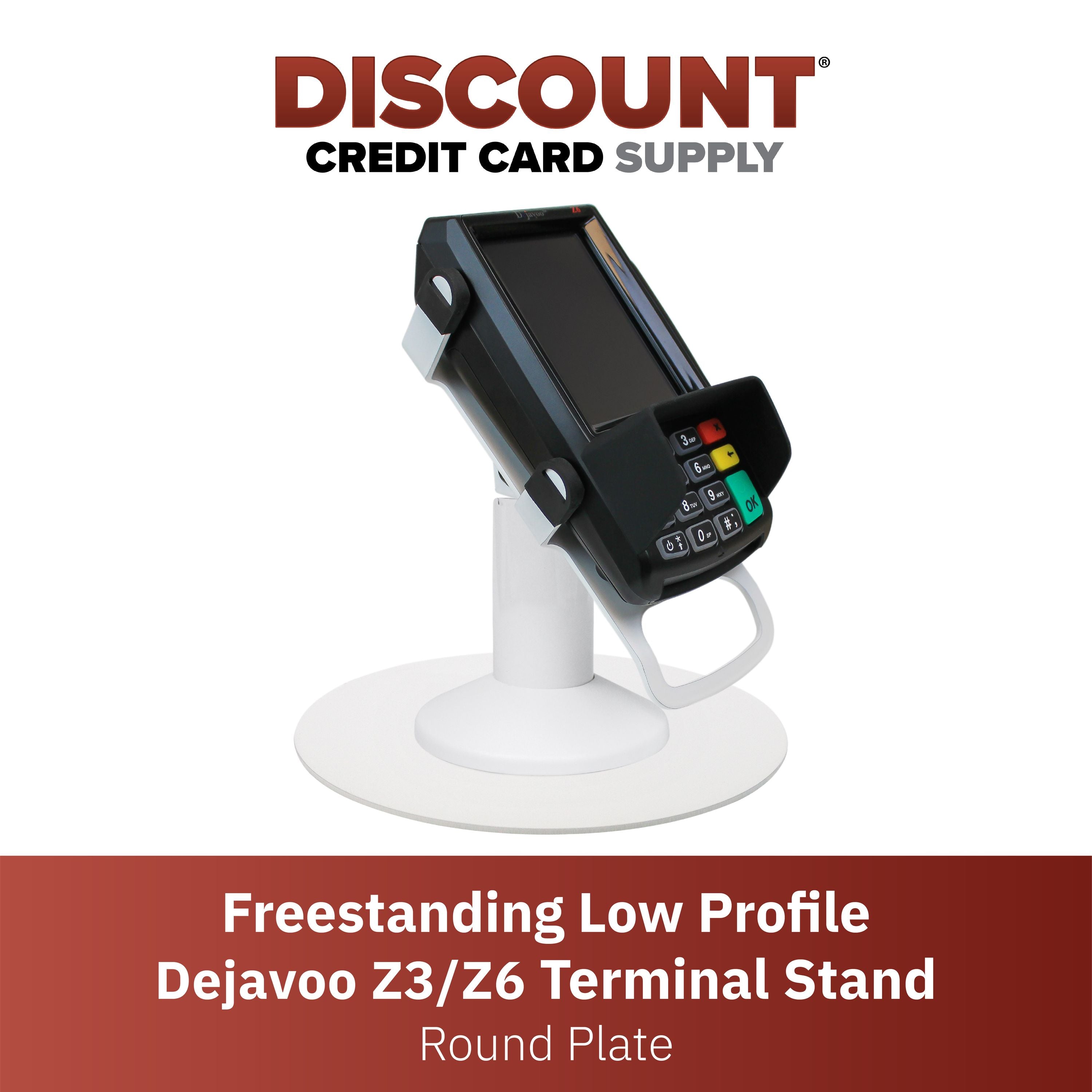 Dejavoo Z3/Z6 Low Profile White Swivel and Tilt Freestanding Metal Stand with Round Plate - DCCSUPPLY.COM