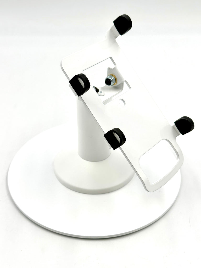 Square POS Low Freestanding Swivel and Tilt Stand with Round Plate (White)