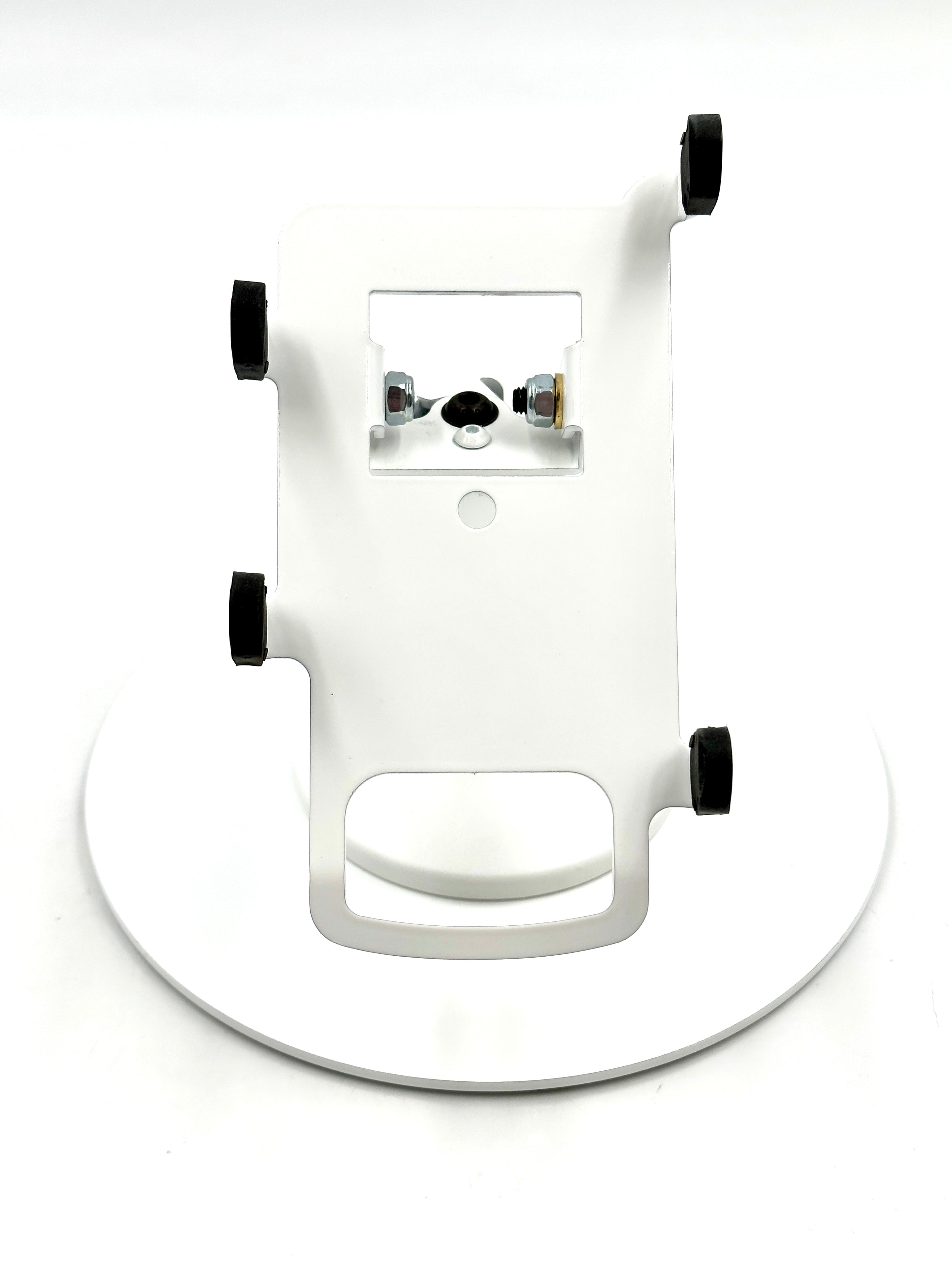 Square POS Low Freestanding Swivel and Tilt Stand with Round Plate (White)