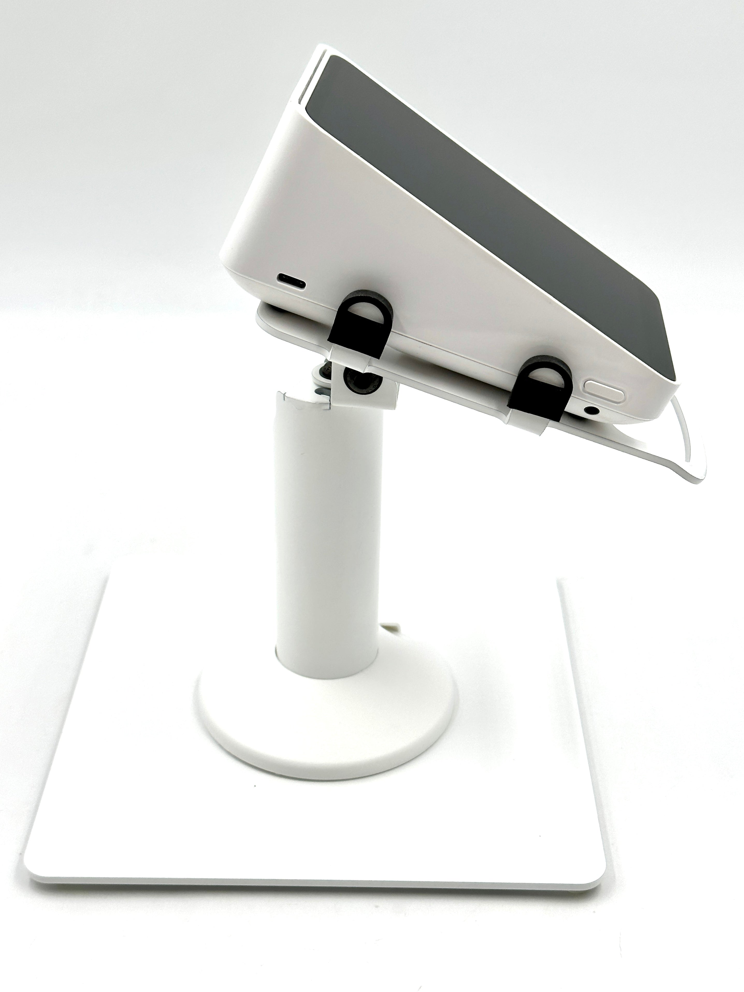 Square POS Freestanding Swivel and Tilt Stand with Square Plate (White)