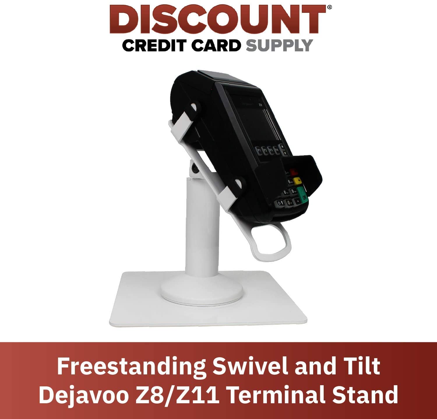 Dejavoo Z8 / Dejavoo Z11 Freestanding Swivel and Tilt Stand with Square Plate (White) - Fits Dejavoo Z11 HW # v1.3