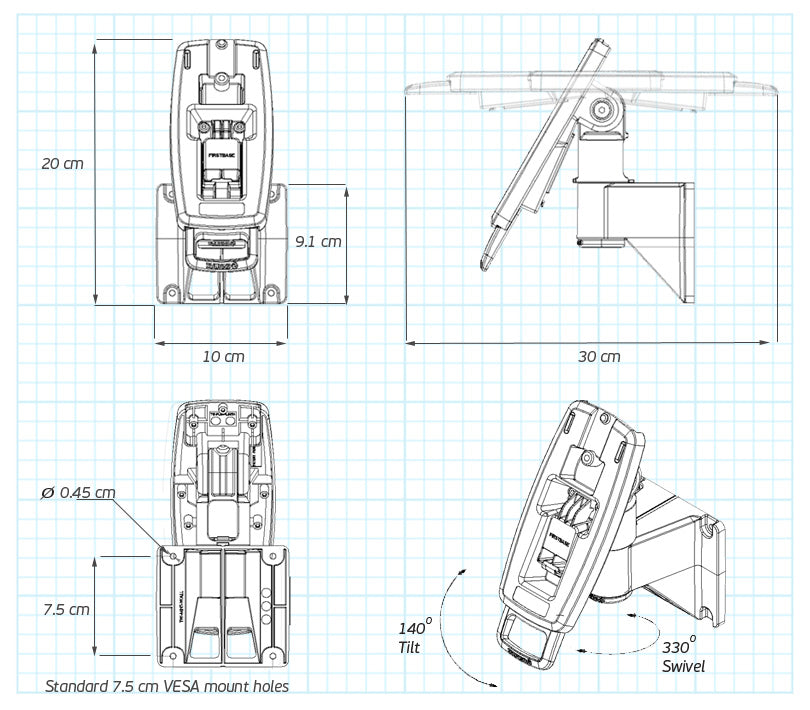 Verifone Vx820 7" Wall Mount Terminal Stand - DCCSUPPLY.COM