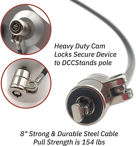 DCCStands Dejavoo Z8 / Dejavoo Z11 7" Swivel and Tilt White Stand with Anti-Theft POS Device Terminal to Stand Security Tether Lock - Fits Dejavoo Z11 HW # v1.3