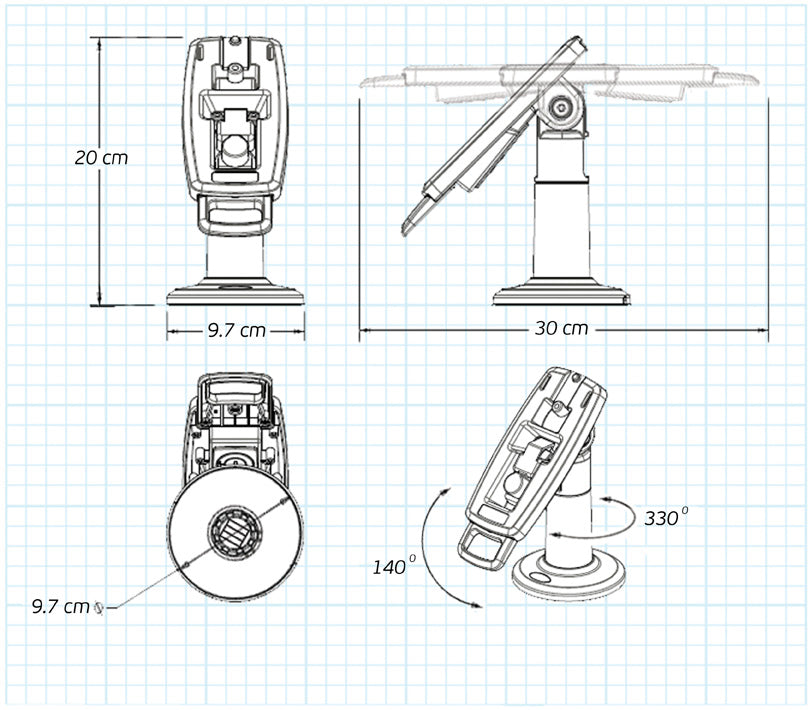 VESA Bracket with 7" Key Locking Compact Pole Mount Terminal Stand - DCCSUPPLY.COM