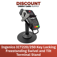 Load image into Gallery viewer, Ingenico ICT 220 &amp; ICT 250 Key Locking Freestanding Swivel and Tilt Stand with Round Plate
