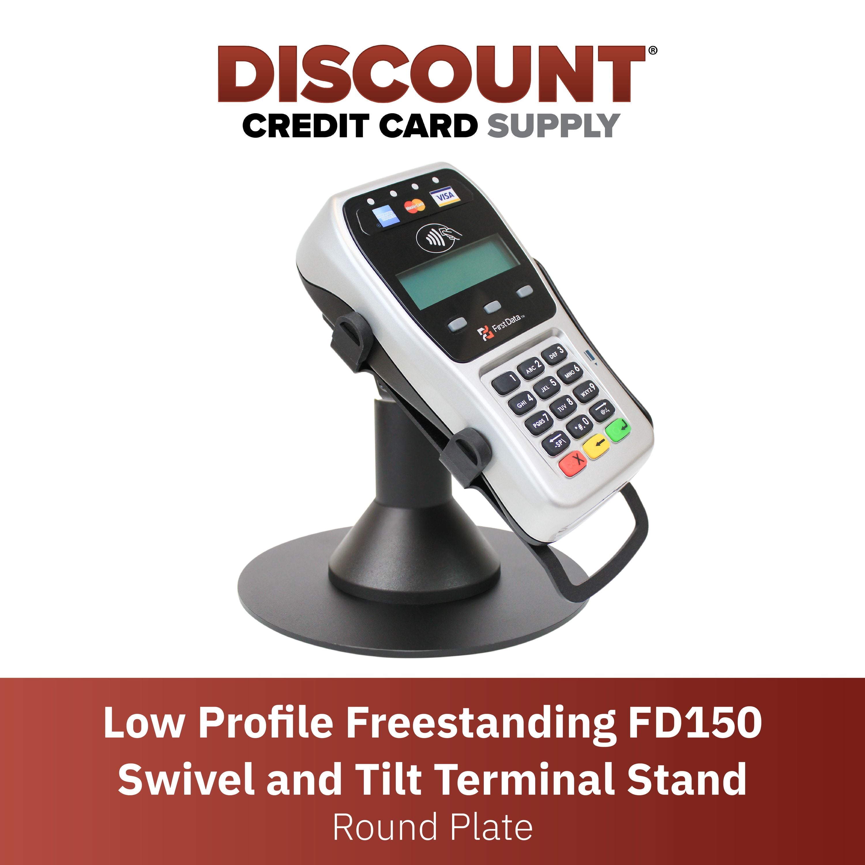 First Data FD35/ FD40 PIN Pad Low Profile Freestanding Swivel Stand with Round Plate - DCCSUPPLY.COM