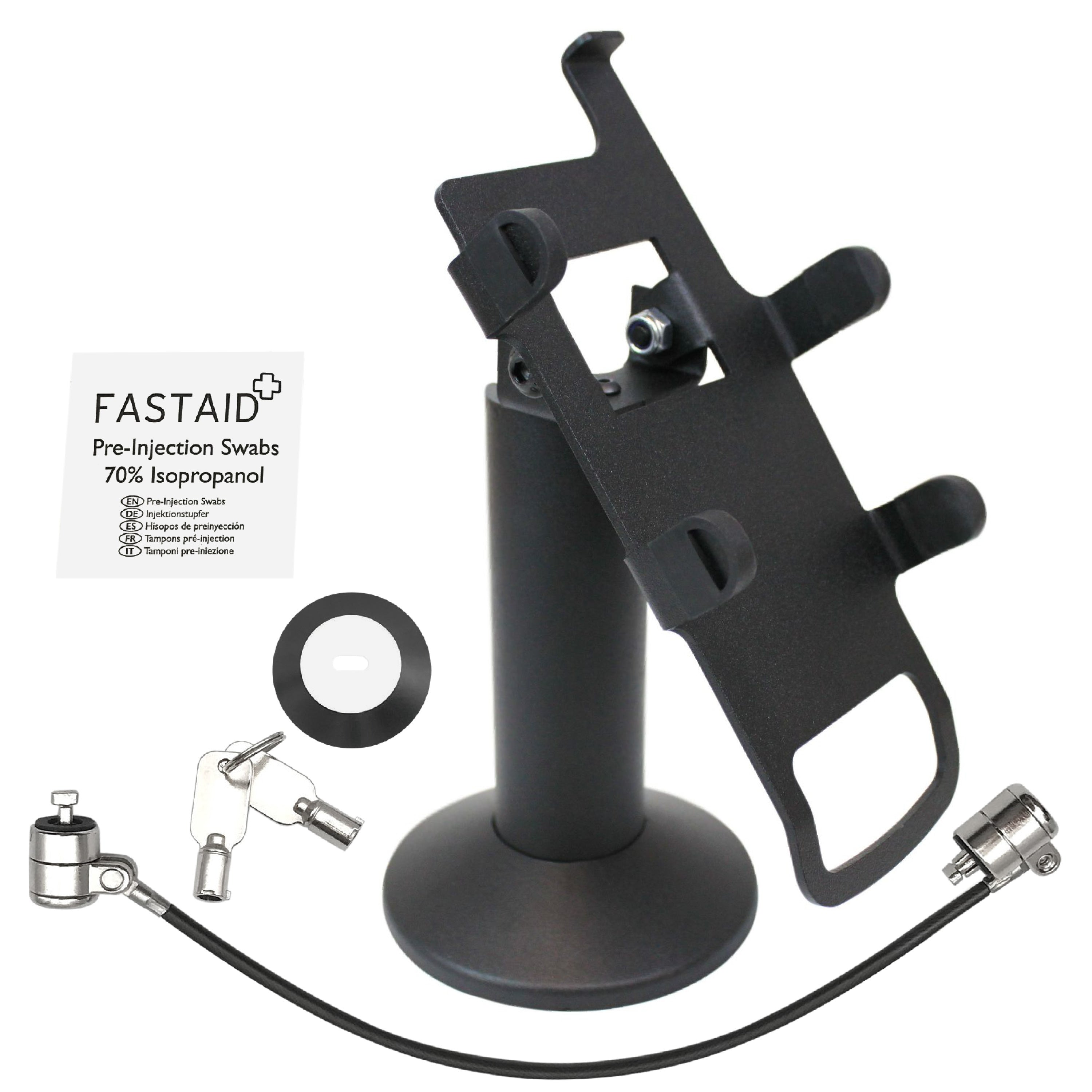 First Data FD35 / FD40 Swivel and Tilt Stand with Device to Stand Security Tether Lock, Two Keys 8" (Black) - DCCSUPPLY.COM