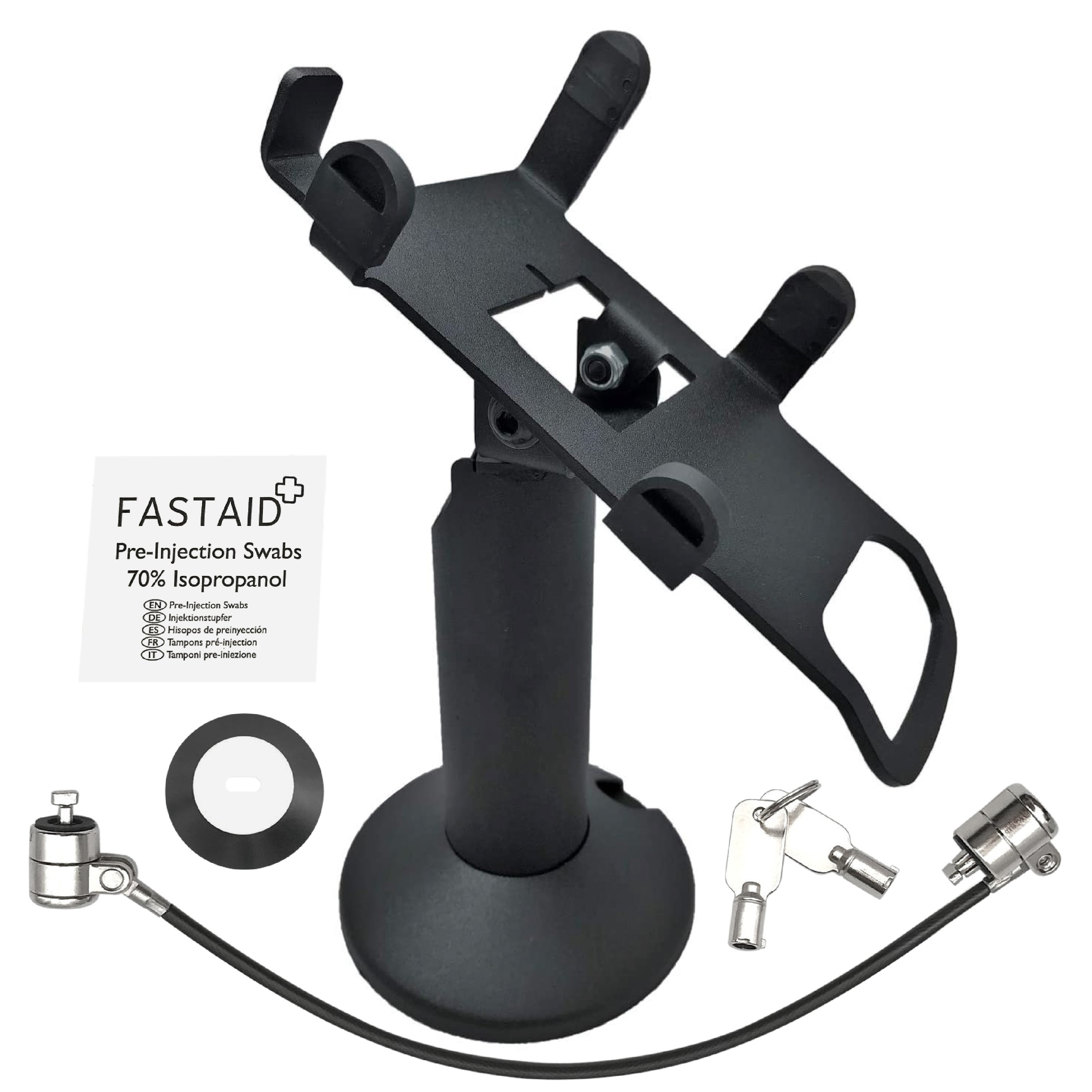 Dejavoo Z3/Z6 Swivel and Tilt Black Metal Stand with Device to Stand Security Tether Lock, Two Keys 8" (Black) - DCCSUPPLY.COM