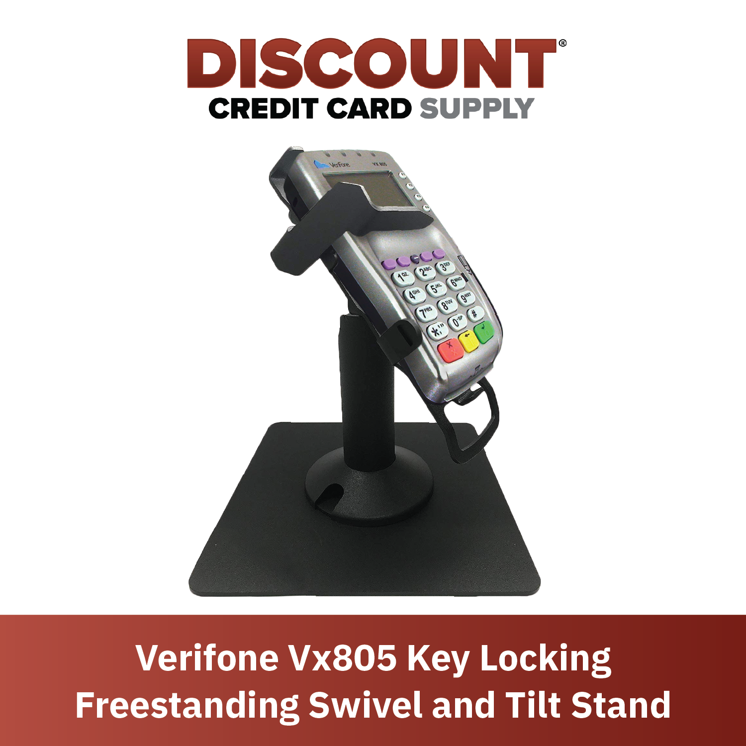 Verifone Vx805 Key Locking Freestanding Swivel and Tilt Metal Stand - DCCSUPPLY.COM