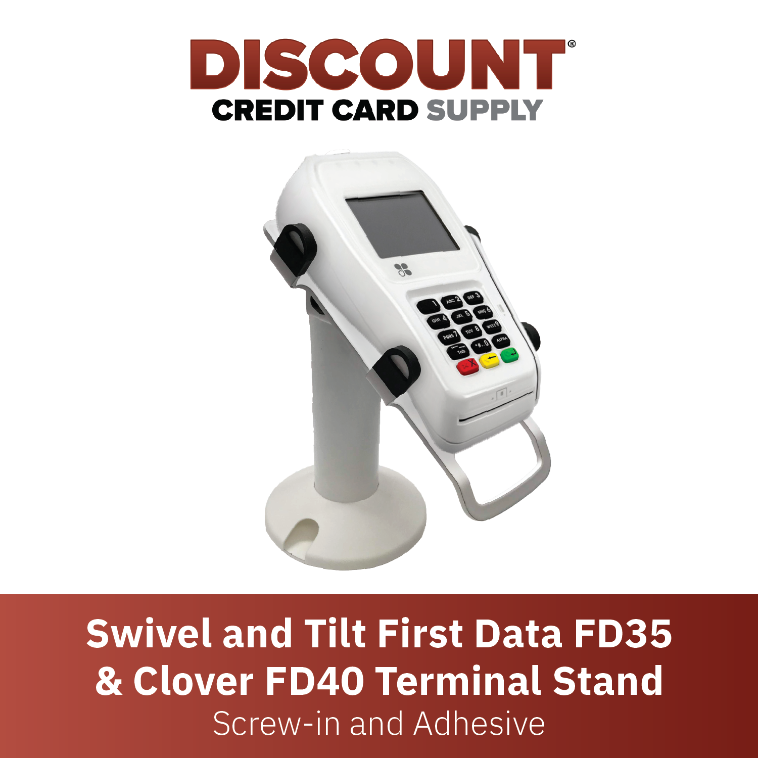 First Data FD35/ FD40 PIN Pad Swivel and Tilt Stand - White Metal - DCCSUPPLY.COM