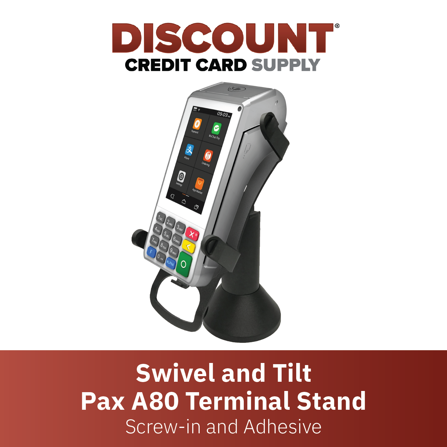 PAX A80 Black Swivel and Tilt Stand - DCCSUPPLY.COM