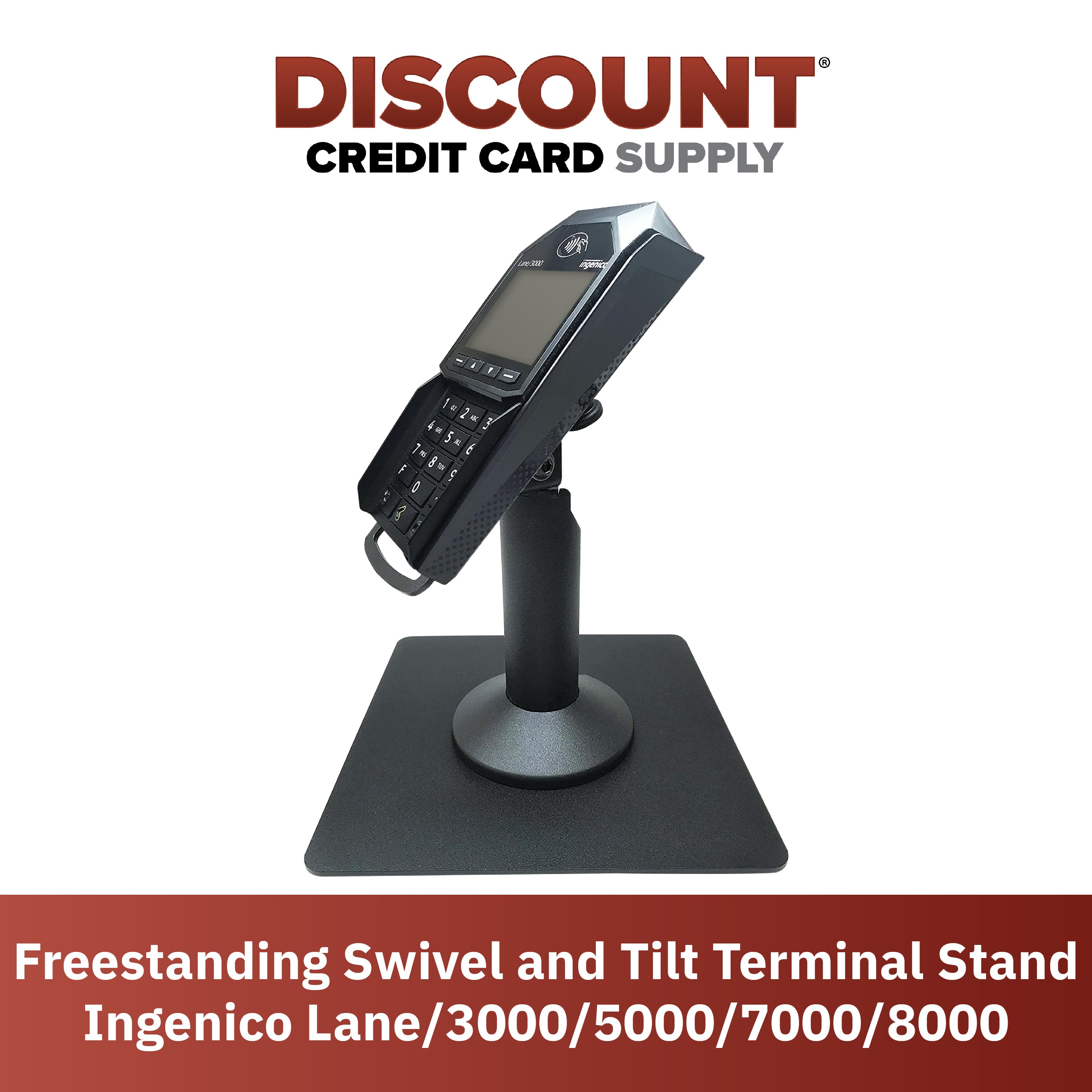 Ingenico Lane/3000/5000/7000 Freestanding Swivel and Tilt Metal Stand - DCCSUPPLY.COM