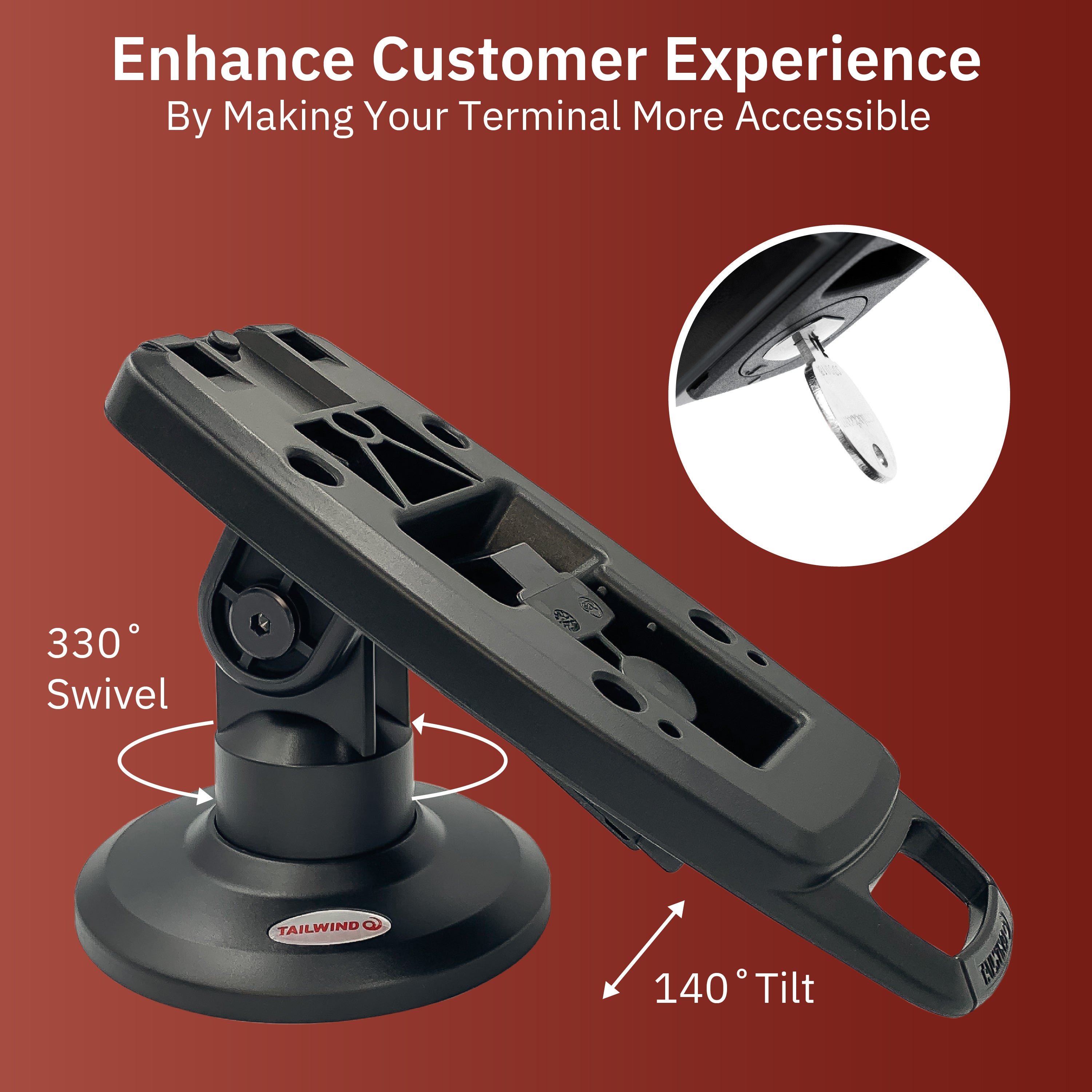 Verifone Mx915/Mx925, M400,M440 3" Key Locking Compact Pole Mount Terminal Stand - DCCSUPPLY.COM