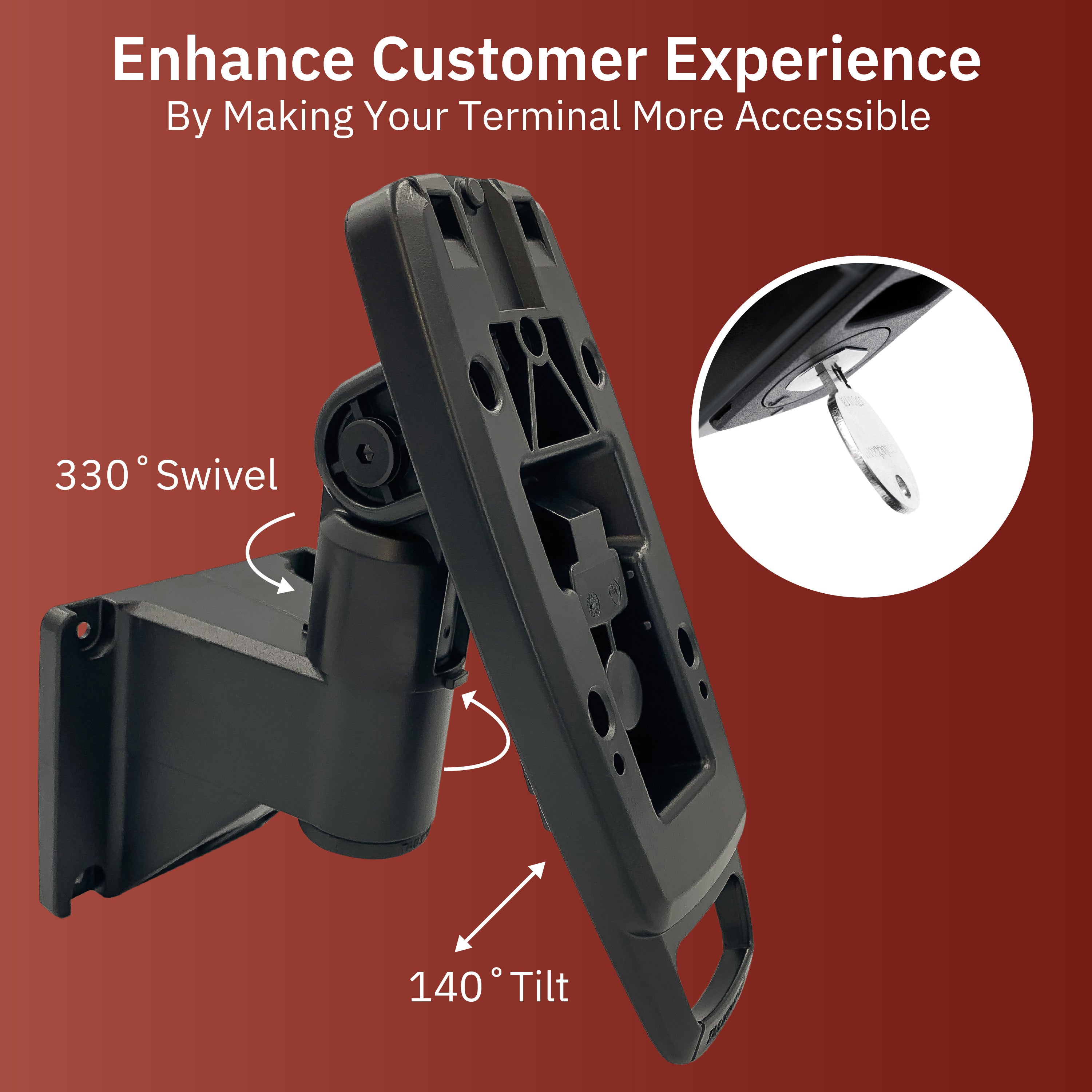 Verifone Mx915/Mx925, M400, M440  7" Key Locking Wall Mount Terminal Stand - DCCSUPPLY.COM