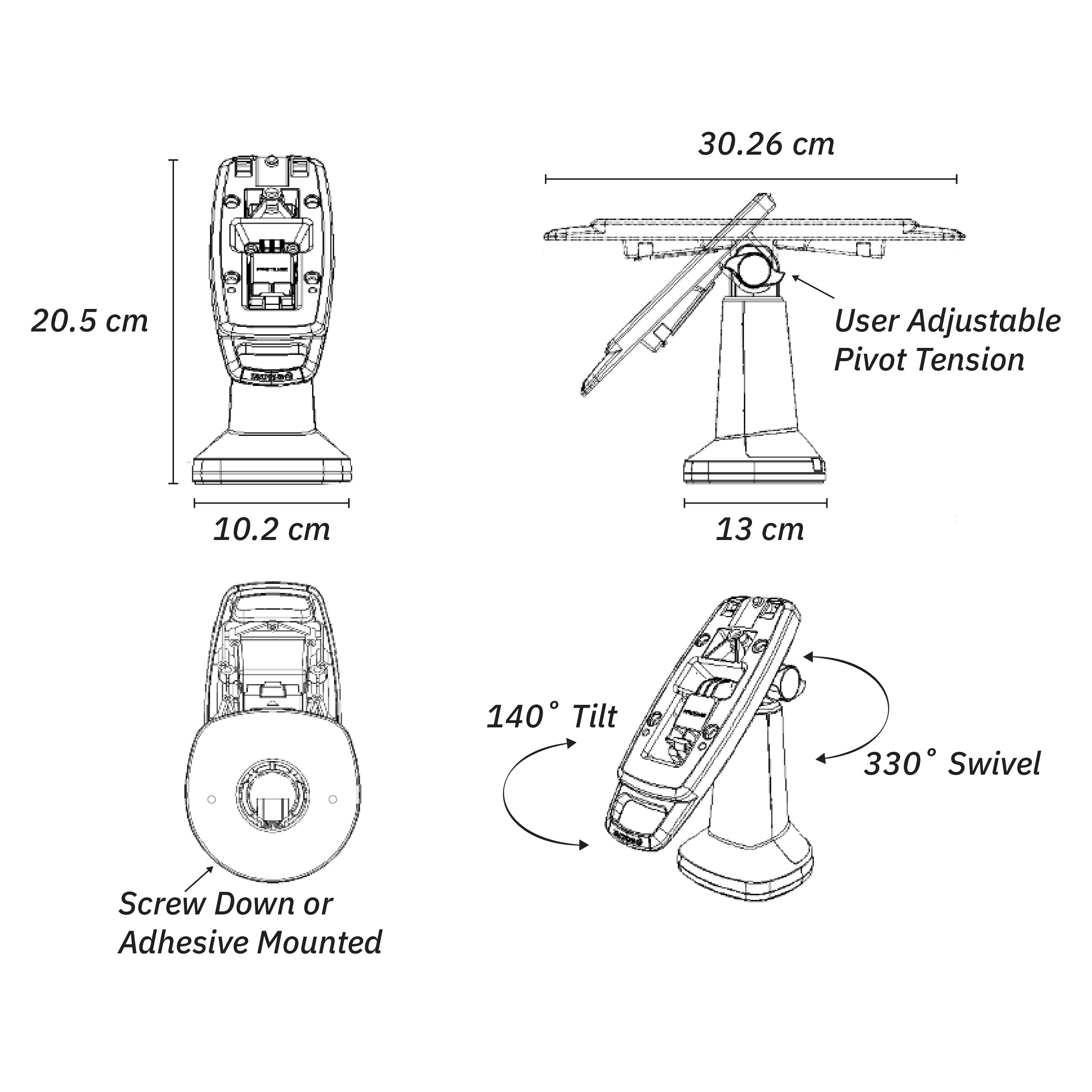 PAX S80 7" Pole Mount Terminal Stand - DCCSUPPLY.COM