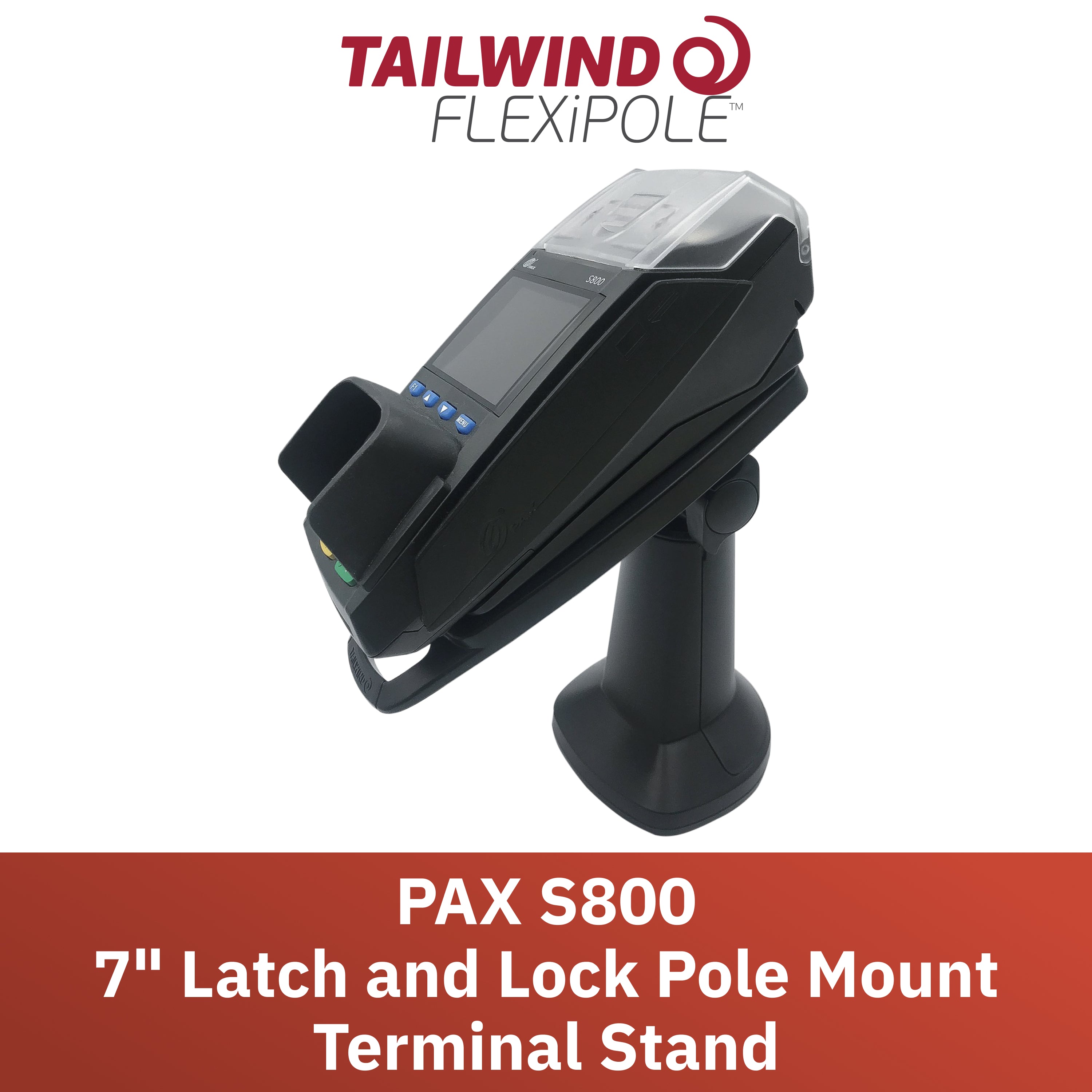 PAX S800 7" Key Locking Pole Mount Terminal Stand