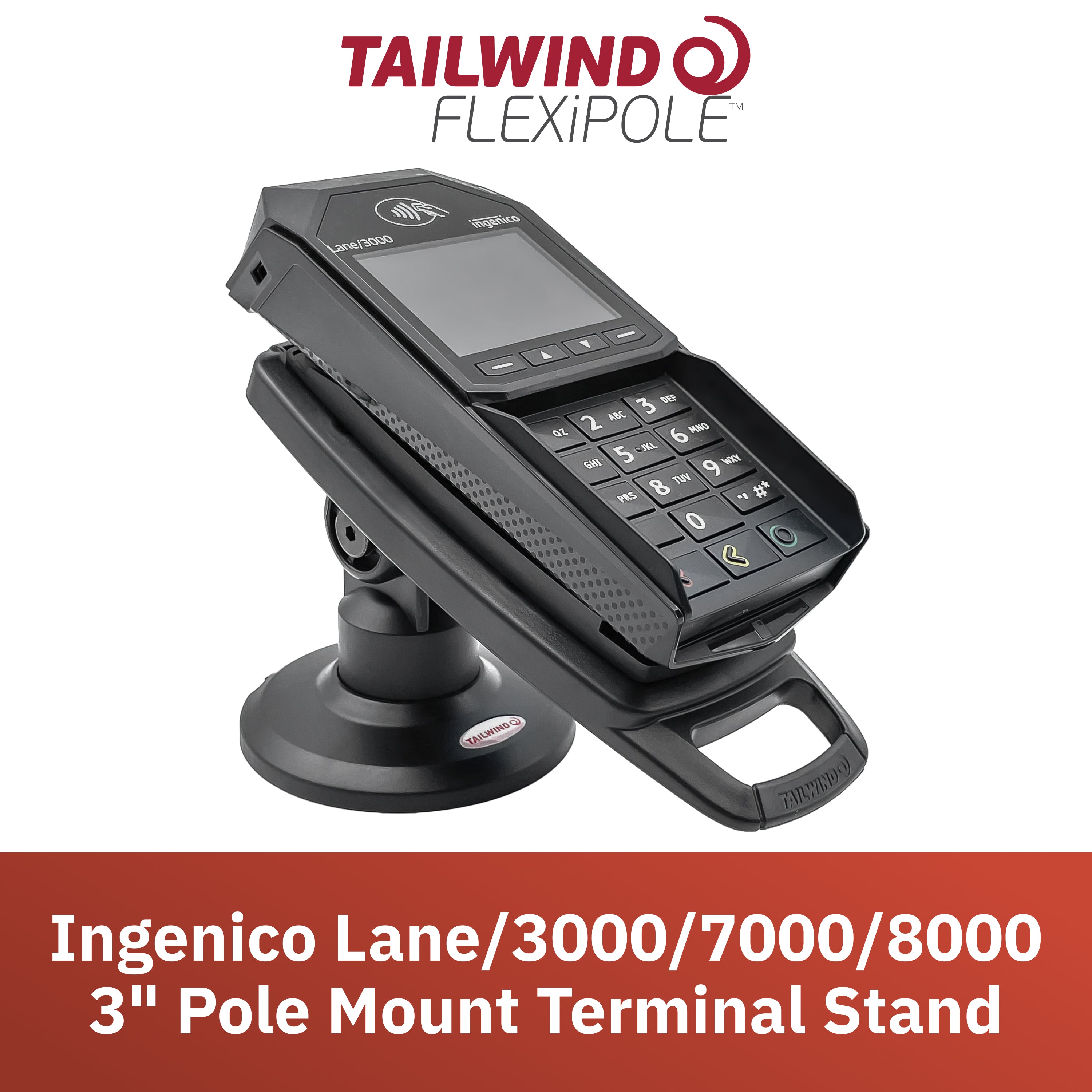 Ingenico Lane 3000 / 7000 / 8000 3" Compact Pole Mount Stand