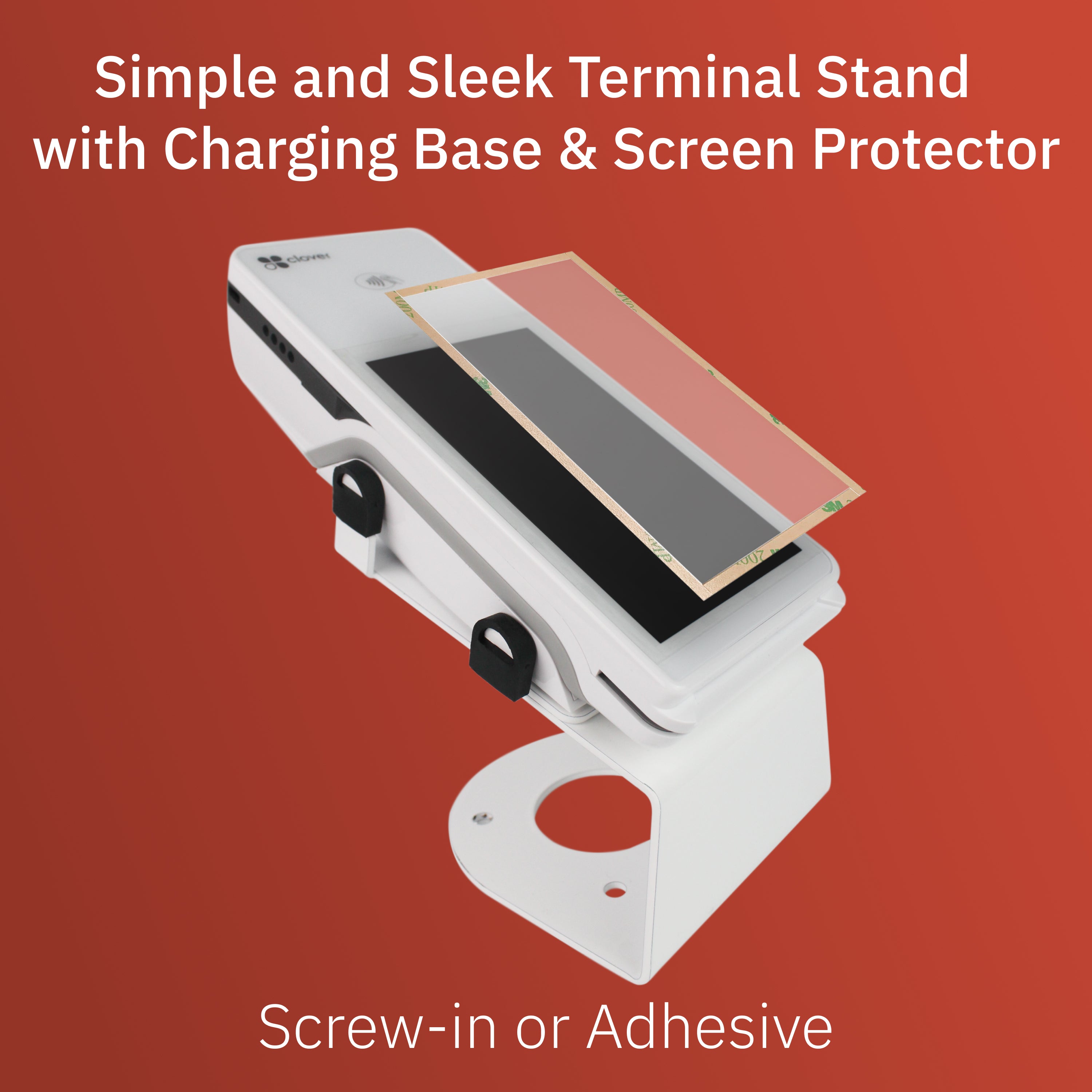 Clover Flex Fixed Stand with Charging Base and Screen Protector Bundle (White) for C401U POS