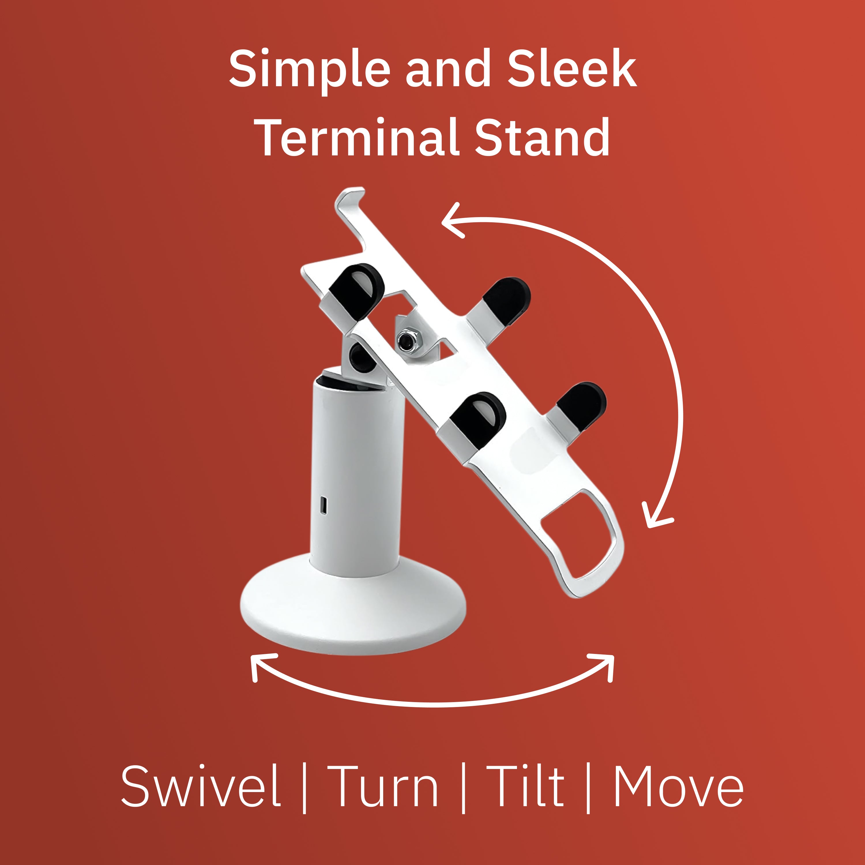 First Data FD35 / First Data FD40 Low Freestanding Swivel and Tilt Stand with Square Plate (White)