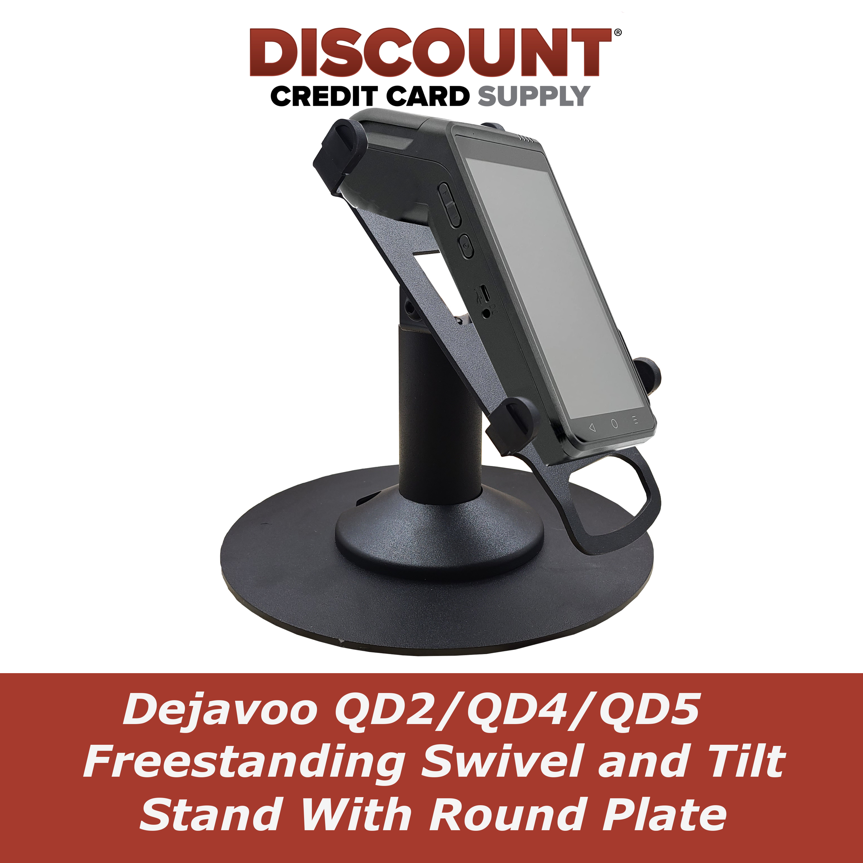 Dejavoo QD2, QD4, & QD5 Low Freestanding Swivel and Tilt Stand With Round Plate