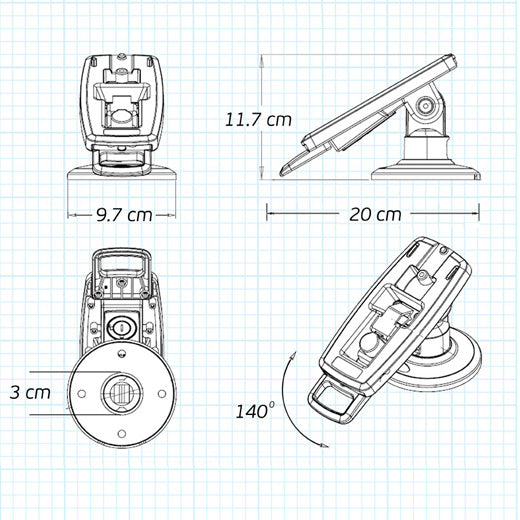 Verifone Vx820 3" Compact Pole Mount Terminal Stand - DCCSUPPLY.COM