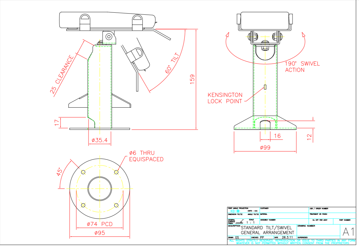 First Data FD130/FD150 Key Locking Stand - DCCSUPPLY.COM