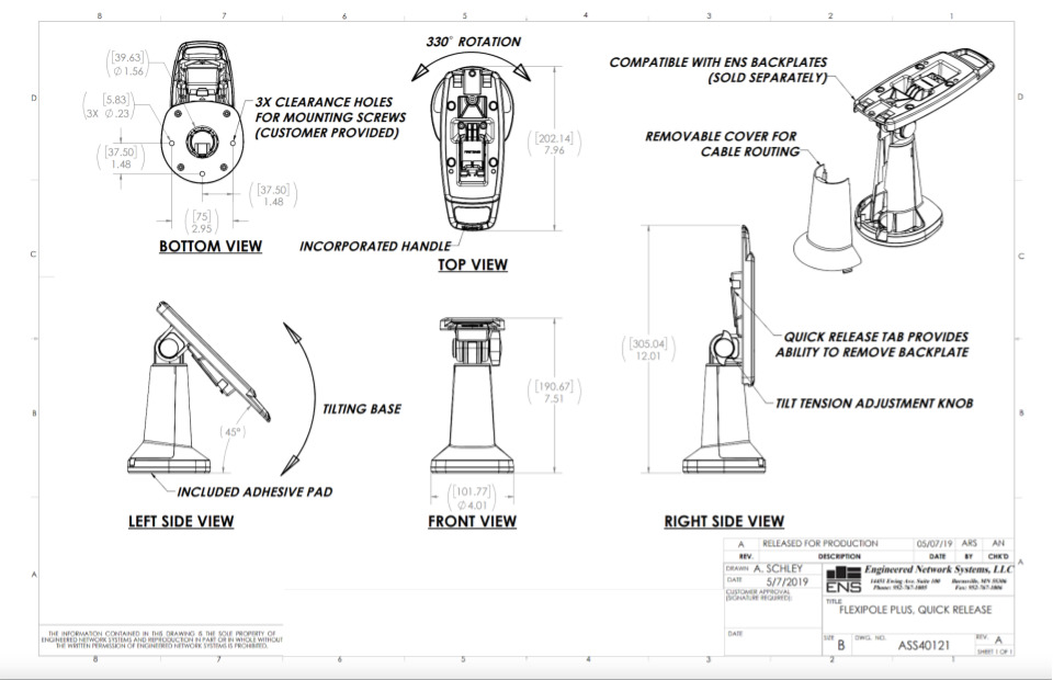 Verifone Vx820 7" Pole Mount Terminal Stand - DCCSUPPLY.COM